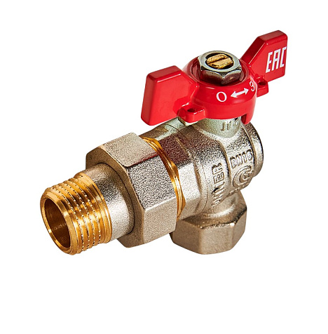 Кран шаровый 1/2" ВН, бабочка, угловой с американкой Rommer купить в СОМ