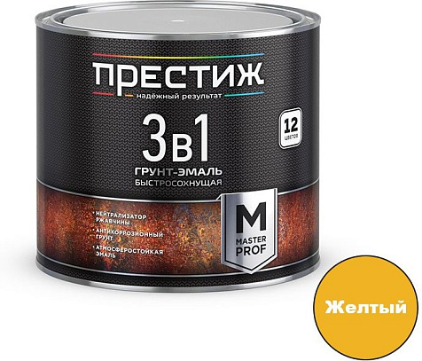 Грунт-эмаль по ржавчине Престиж, быстросохнущая, желтый, 1.9 кг купить в СОМ