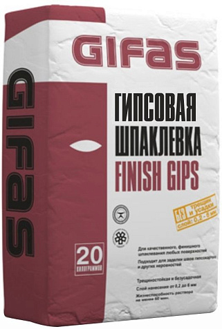 Шпатлевка гипсовая GIFAS Finish Gips, 20 кг купить в СОМ
