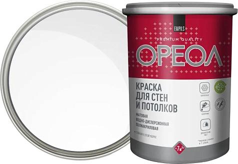 Краска полиакриловая Ореол, для потолков, белоснежная, 1.3 кг купить в СОМ