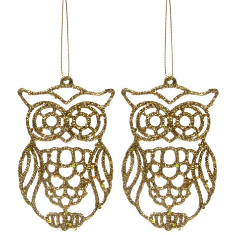 Подвеска Мудрая сова 2шт 10см золото купить в СОМ