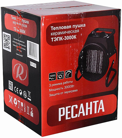 Пушка тепловая РЕСАНТА ТЭПК-3300К, керамика, 3300 Вт купить в СОМ