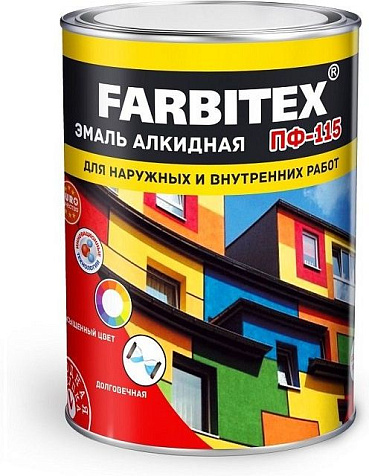 Эмаль ПФ-115 Farbitex, шоколадная, 0.8 кг купить в СОМ